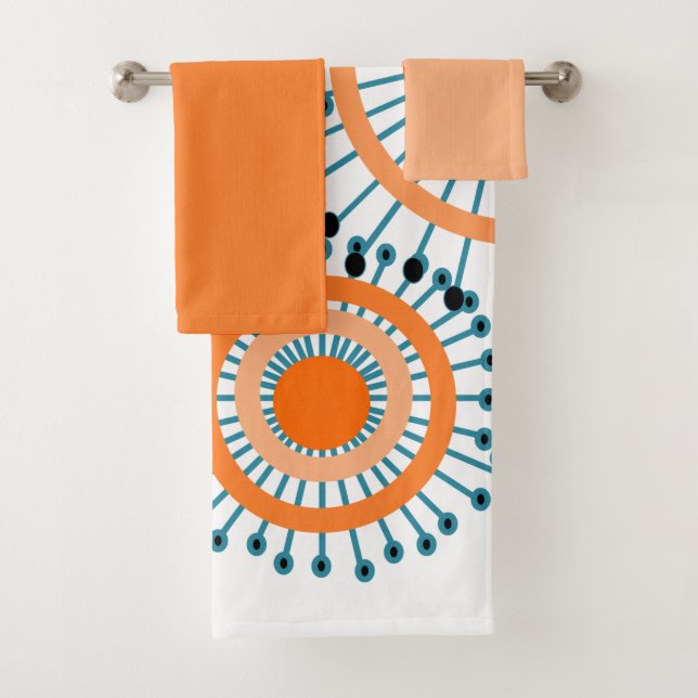 Serviette De Bain Orange Fleurie (En situation)