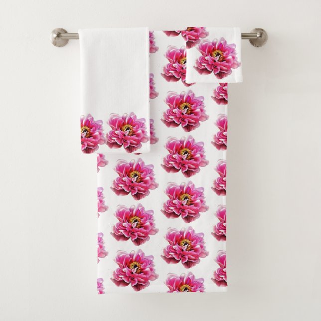 Serviette de bain Peonies roses (En situation)