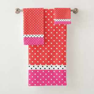 Serviette de bain Pois rose rouge