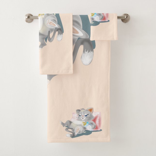 Serviette de bain pour bébé Kitten Set Couleurs Pe (En situation)