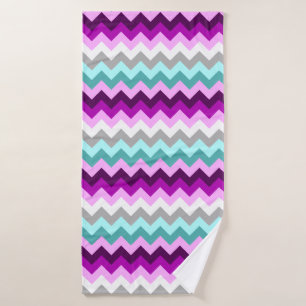 Serviette de bain pourpre blanc Turquoise Chevrons