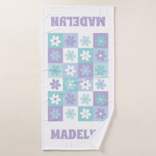 Serviette de bain pourpre bleu Super marguerite