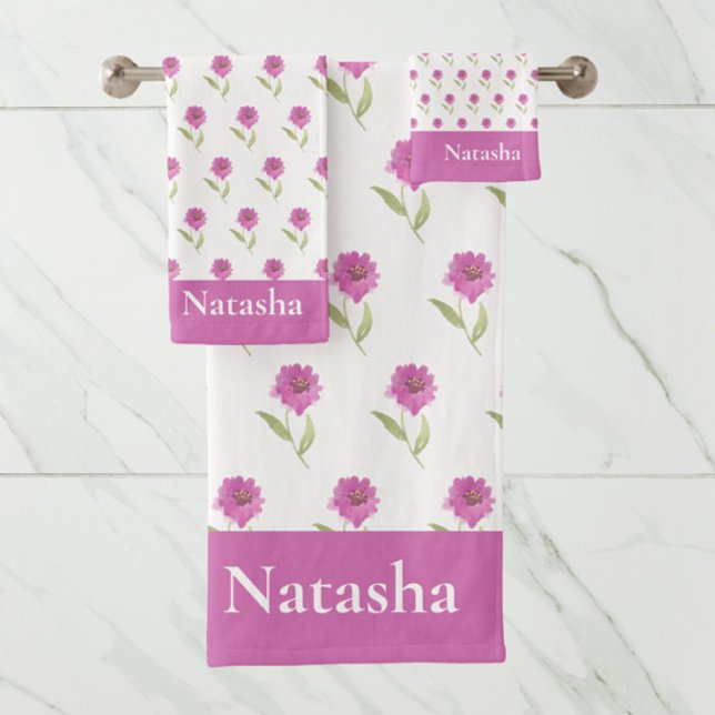 Serviette de bain rose floral (Créateur téléchargé)