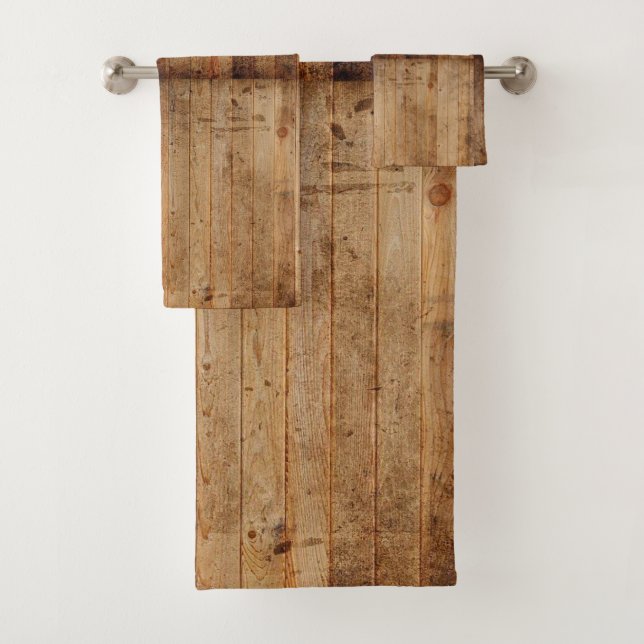Serviette de bain Rustique Bois Brown & Beige (En situation)
