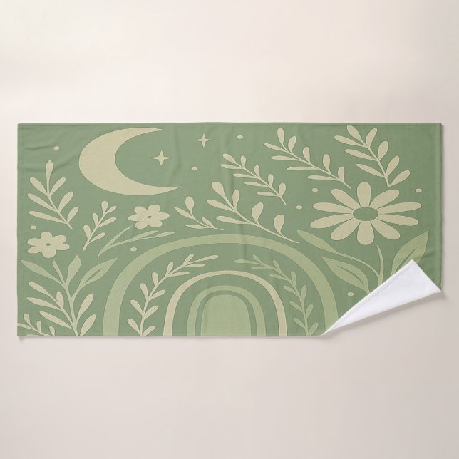 Serviette de bain Sage Green Boho (Serviette de bain)