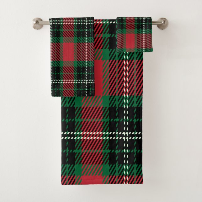 Serviette De Bain Tartan Vert (En situation)
