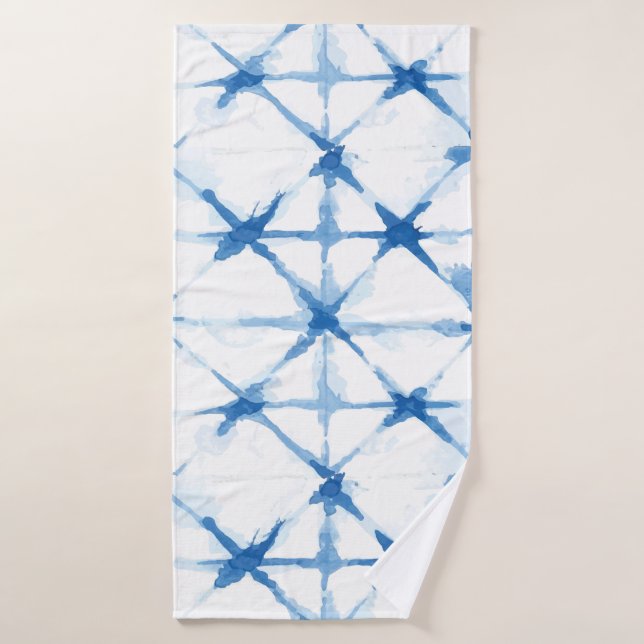Serviette de bain Triangle Shibori Blue Tie Dye (Serviette de bain)