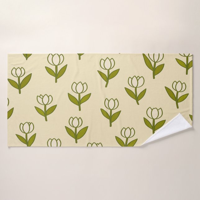 Serviette de bain Tulipes blanches (Serviette de bain)