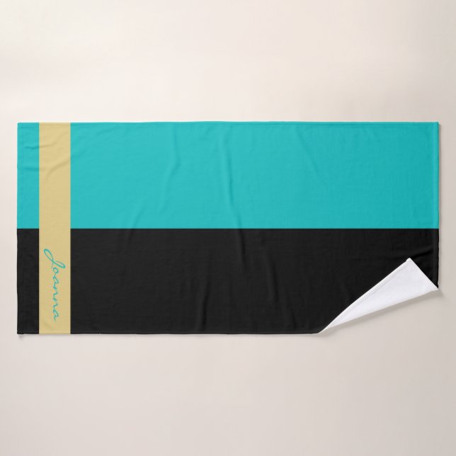 Serviette De Bain turquoise Et Noire (Serviette de bain)