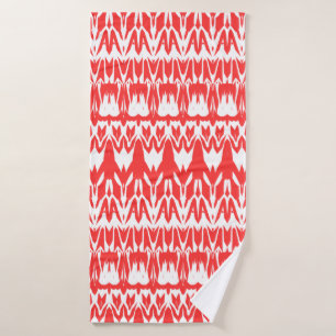 Serviette de bain, un design classique rouge et bl
