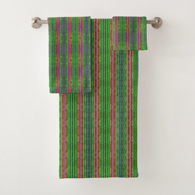 Serviette De Bain Vert, Jaune, Rouge (En situation)