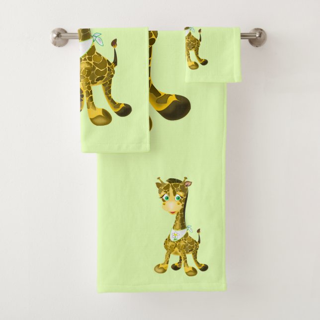 Serviette de bain verte ensemble bébé Giraffe - Ch (En situation)