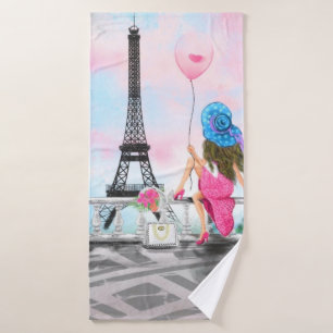 Serviette de bain Woman In Paris avec tours Eiffel