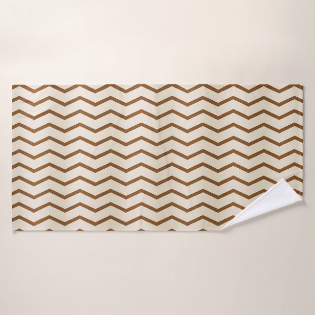 Serviette de bain Zigzag beige et Brown (Serviette de bain)