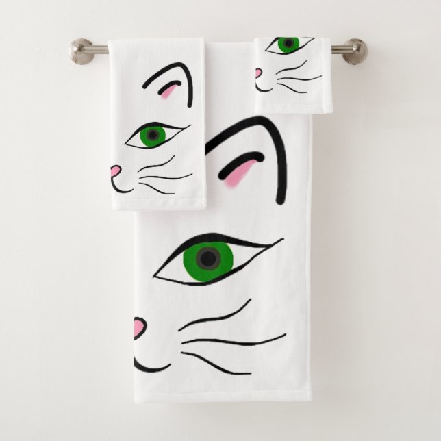 Serviette de Bath réglée - Kitty font face (En situation)