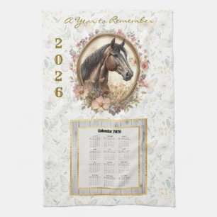 Serviette de calendrier 2026 Cheval floral et papi