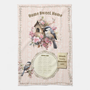 Serviette de calendrier 2026 Mésanges Home Sweet H