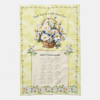 Serviette de calendrier 2027 Jaune Daisy Cadeau de