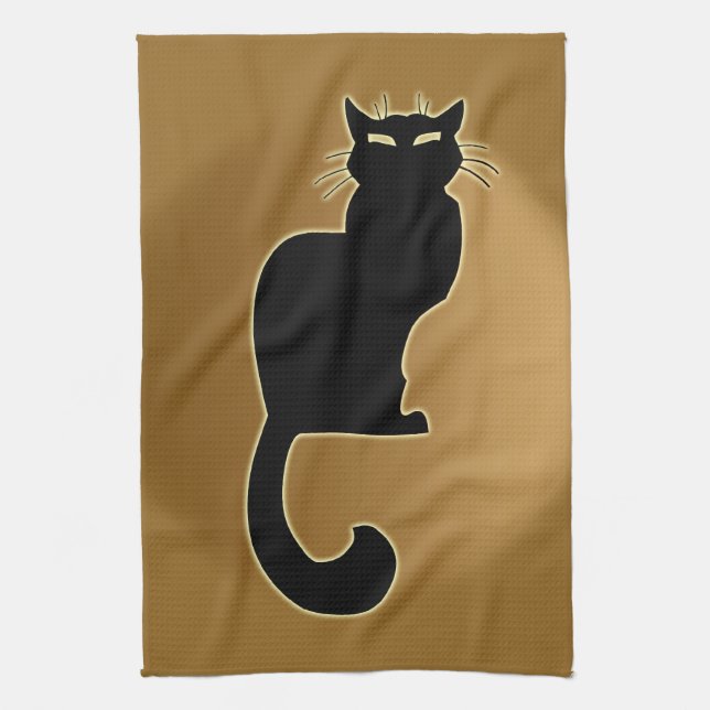 Serviette de chat Noir Chat Art Serviettes de thé  (Vertical)