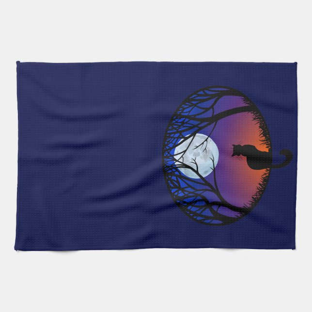 Serviette de chat Noir Chat Art Serviettes de thé  (Horizontal)