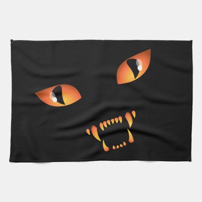 Serviette de chat Noir Serviettes de thé de chat É (Horizontal)