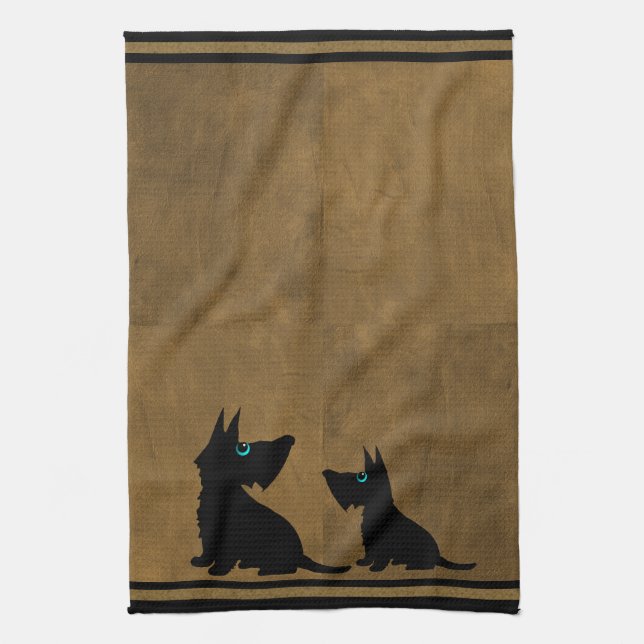 Serviette de chiens noirs (Vertical)