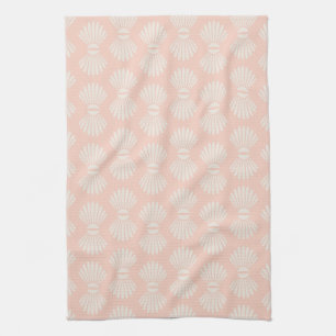 Serviette de coquillage de pêche et de crème