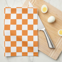 Serviette de cuisine À damiers orange et blanc