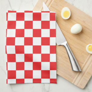 Serviette de cuisine À damiers rouge et blanc