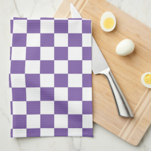 Serviette de cuisine À damiers violet et blanc