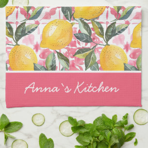 Serviette de cuisine à motif citron personnalisée