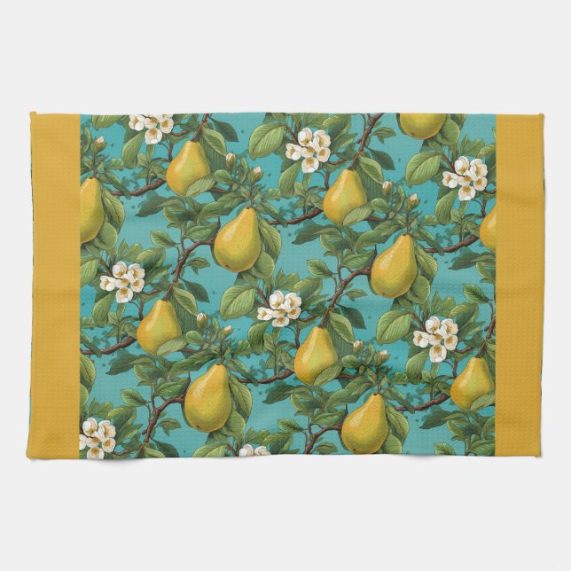 Serviette de cuisine à poires dorées (Horizontal)