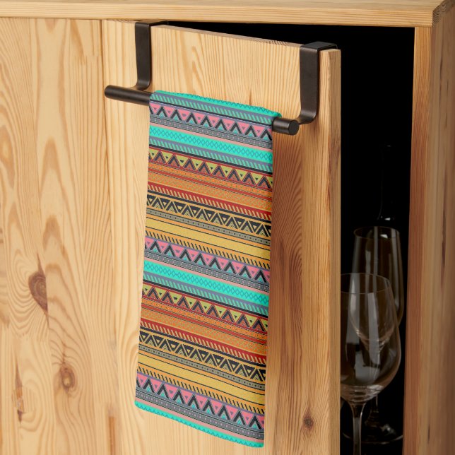 Serviette de cuisine à rayures aztèques (Pliage en tiers)