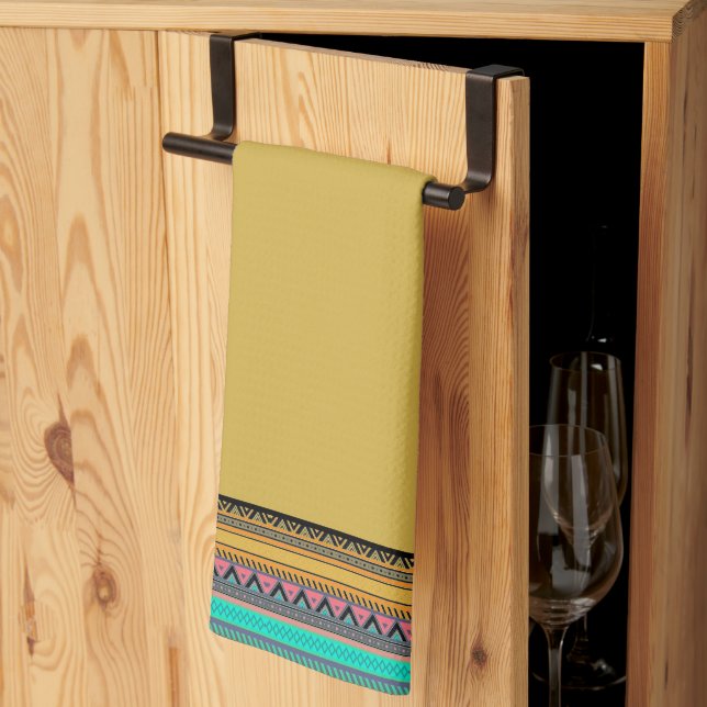 Serviette de cuisine à rayures aztèques (Pliage en tiers)