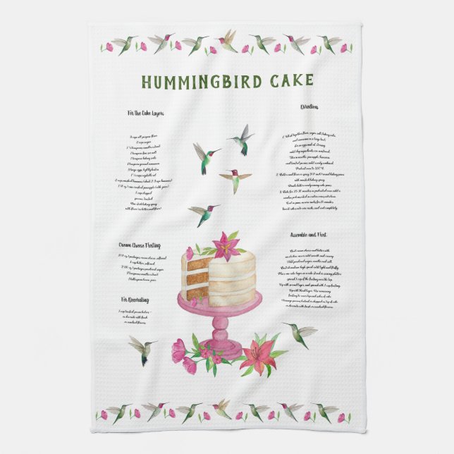 Serviette de cuisine à recette de gâteau colibri (Vertical)