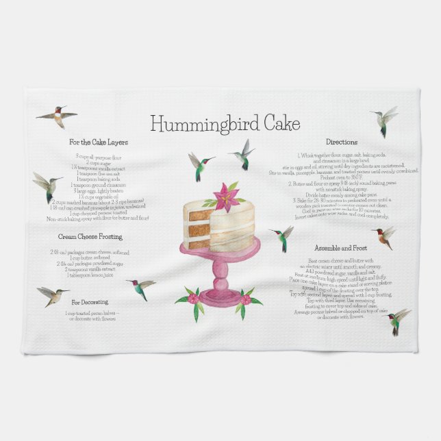 Serviette de cuisine à recette de gâteau colibri (Horizontal)