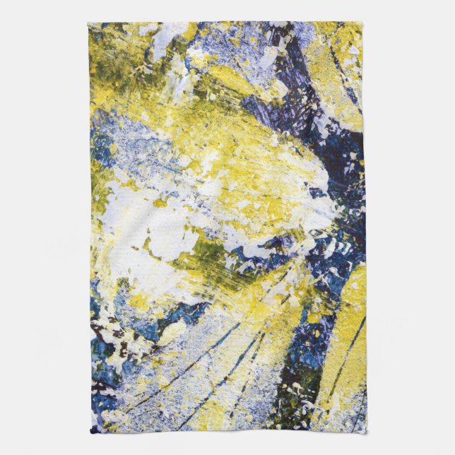 Serviette de cuisine abstraite dans le bleu et le (Vertical)