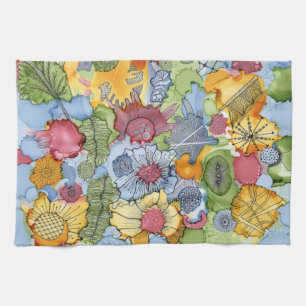Serviette de cuisine abstraite florale colorée