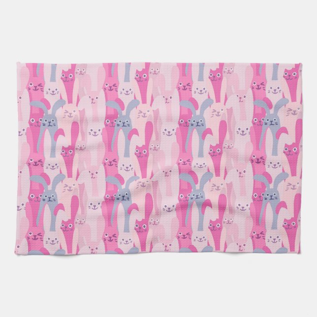 Serviette de cuisine adorable du motif | de lapins (Horizontal)