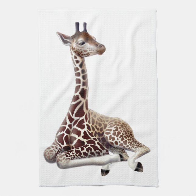 Serviette de cuisine africaine de girafe au repos (Vertical)