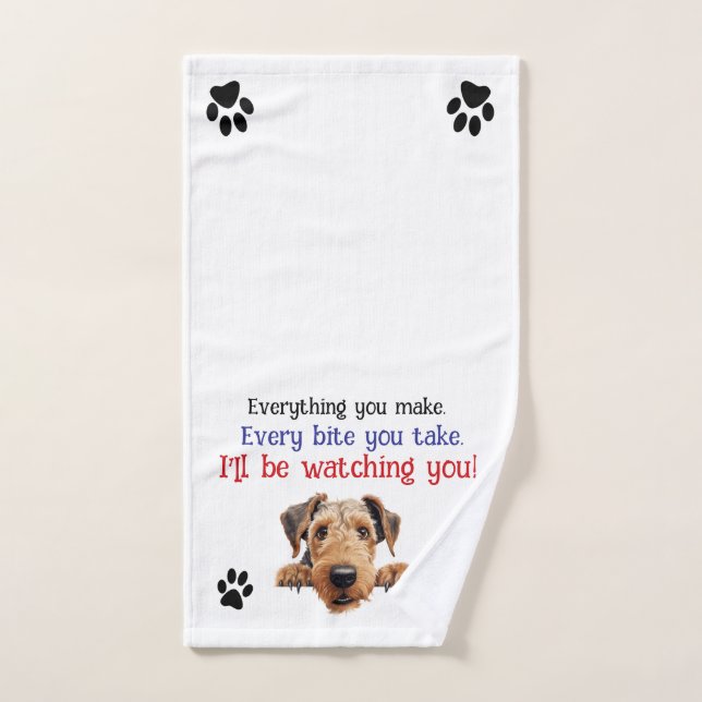 Serviette de cuisine Airedale Je vous regarderai (Serviette à main)