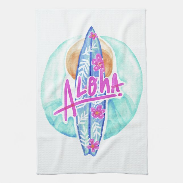 Serviette de cuisine Aloha Hawaiian Surfer (Vertical)