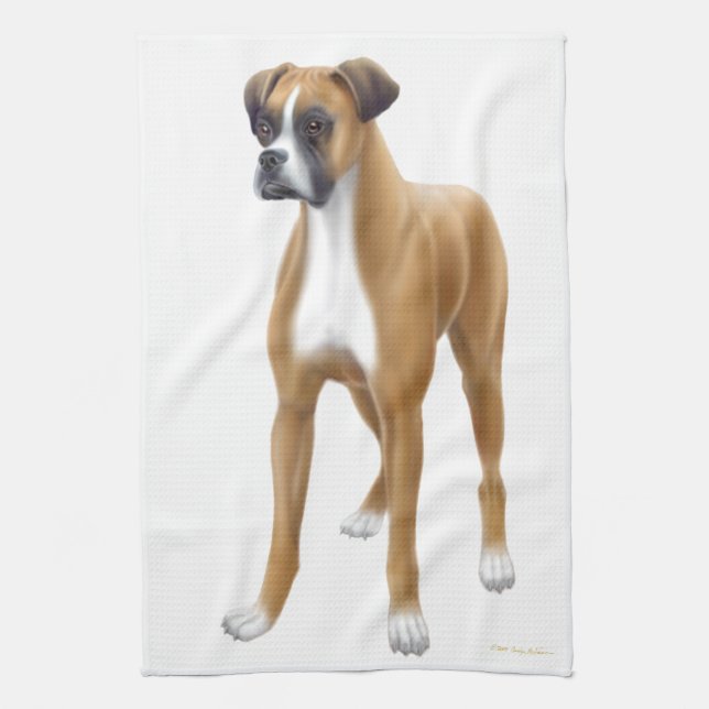 Serviette de cuisine amicale de chien de boxeur (Vertical)