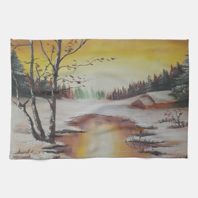 Serviette de cuisine Ann Hayes Peinture Scène d'hi (Horizontal)