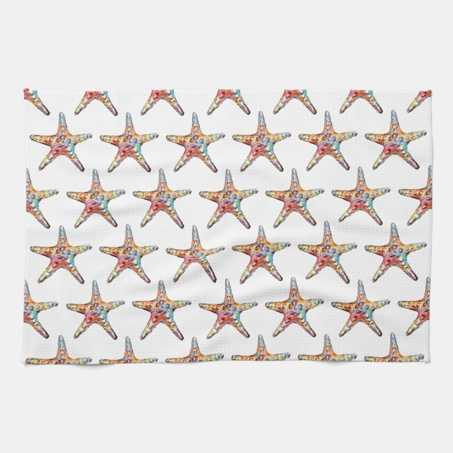 Serviette de cuisine arc-en-ciel de poisson étoilé (Horizontal)