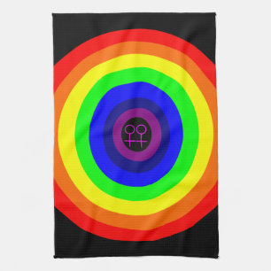 Serviette de cuisine arc-en-ciel ronde lesbiennes