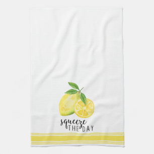 Serviette de cuisine au citron et à l'aquarelle mo