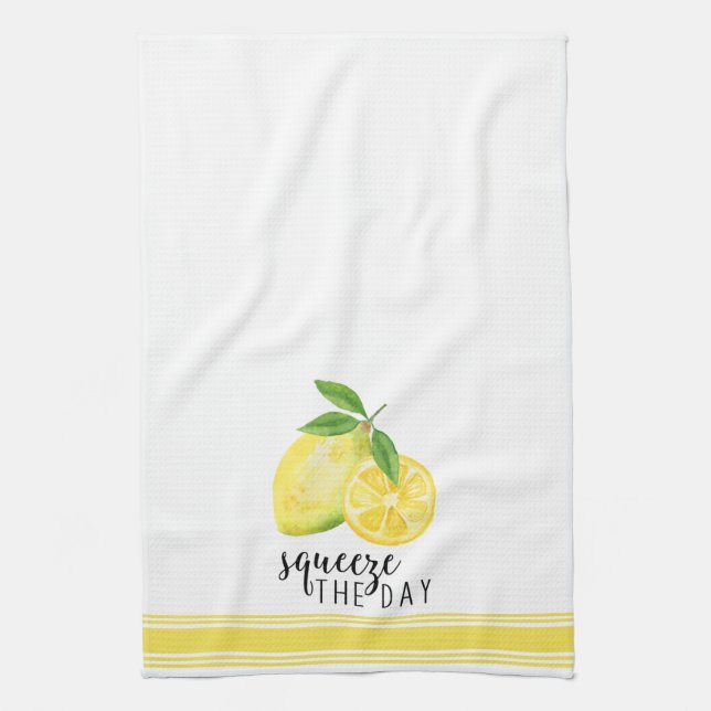 Serviette de cuisine au citron et à l'aquarelle mo (Vertical)