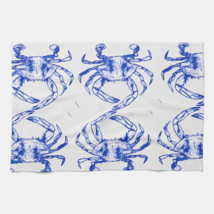 Serviette de cuisine au crabe bleu