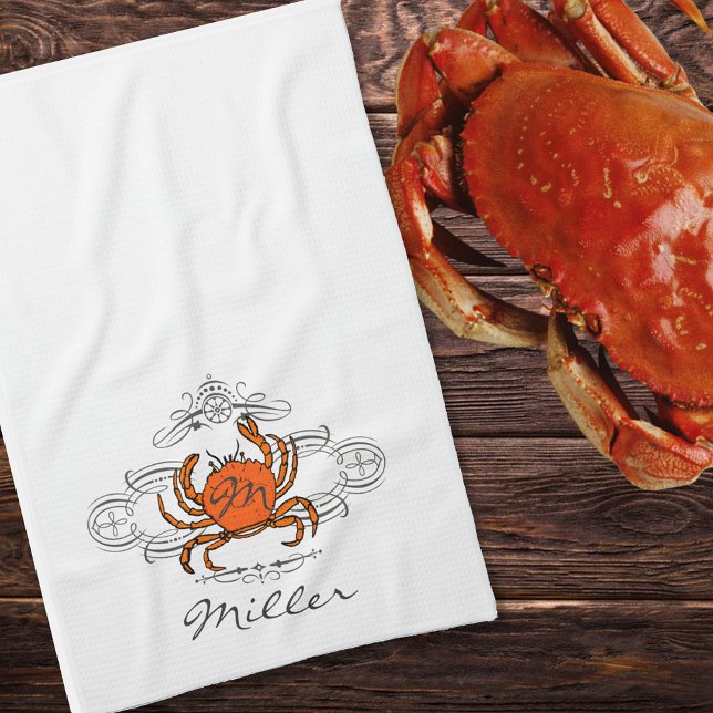 Serviette de cuisine au crabe orange (Créateur téléchargé)